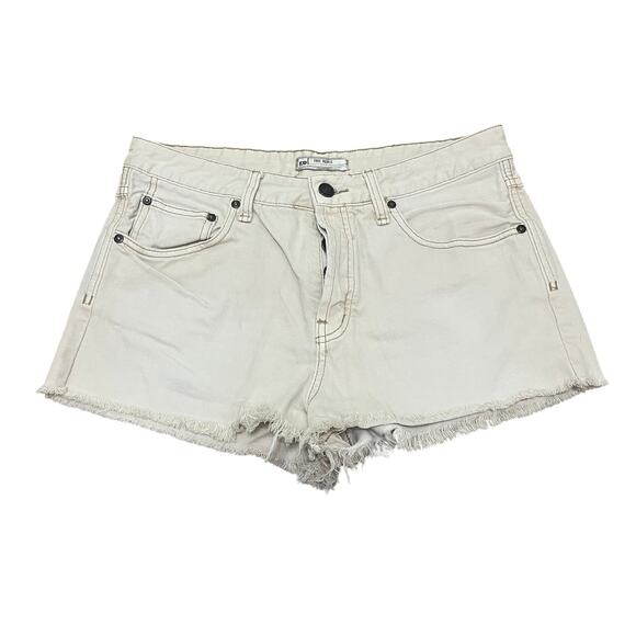 Free People Cream Denim Cut-Off Shorts – Size W30 - Picture 1 of 8